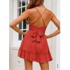 imageDokotoo Womens Spaghetti Strap Dresses Scoop Neck Bow Backless Sleeveless Elastic Waist Ruffle Hem ALine Casual Mini DressRed