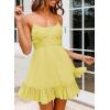 imageDokotoo Womens Spaghetti Strap Dresses Scoop Neck Bow Backless Sleeveless Elastic Waist Ruffle Hem ALine Casual Mini DressYellow