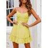 imageDokotoo Womens Spaghetti Strap Dresses Scoop Neck Bow Backless Sleeveless Elastic Waist Ruffle Hem ALine Casual Mini DressYellow