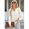 imageDokotoo Womens Spring Fashion 2025 Long Sleeve Tops Dressy Casual Blouses Trendy V Neck Puff Sleeve Shirts Business OutfitsBeige