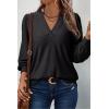 imageDokotoo Womens Spring Fashion 2025 Long Sleeve Tops Dressy Casual Blouses Trendy V Neck Puff Sleeve Shirts Business OutfitsBlack