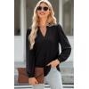 imageDokotoo Womens Spring Fashion 2025 Long Sleeve Tops Dressy Casual Blouses Trendy V Neck Puff Sleeve Shirts Business OutfitsBlack