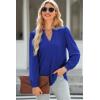 imageDokotoo Womens Spring Fashion 2025 Long Sleeve Tops Dressy Casual Blouses Trendy V Neck Puff Sleeve Shirts Business OutfitsBluing