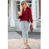 imageDokotoo Womens Spring Fashion 2025 Long Sleeve Tops Dressy Casual Blouses Trendy V Neck Puff Sleeve Shirts Business OutfitsBurgundy