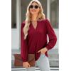 imageDokotoo Womens Spring Fashion 2025 Long Sleeve Tops Dressy Casual Blouses Trendy V Neck Puff Sleeve Shirts Business OutfitsBurgundy