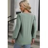 imageDokotoo Womens Spring Fashion 2025 Long Sleeve Tops Dressy Casual Blouses Trendy V Neck Puff Sleeve Shirts Business OutfitsMist Green
