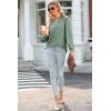 imageDokotoo Womens Spring Fashion 2025 Long Sleeve Tops Dressy Casual Blouses Trendy V Neck Puff Sleeve Shirts Business OutfitsMist Green