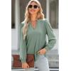 imageDokotoo Womens Spring Fashion 2025 Long Sleeve Tops Dressy Casual Blouses Trendy V Neck Puff Sleeve Shirts Business OutfitsMist Green