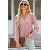 imageDokotoo Womens Spring Fashion 2025 Long Sleeve Tops Dressy Casual Blouses Trendy V Neck Puff Sleeve Shirts Business OutfitsPink