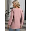 imageDokotoo Womens Spring Fashion 2025 Long Sleeve Tops Dressy Casual Blouses Trendy V Neck Puff Sleeve Shirts Business OutfitsPink