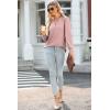 imageDokotoo Womens Spring Fashion 2025 Long Sleeve Tops Dressy Casual Blouses Trendy V Neck Puff Sleeve Shirts Business OutfitsPink