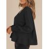 imageDokotoo Womens Spring Outfits V Neck Waffle Knit Tops Cropped Sweaters Long Sleeve Pullover Crop TopBlack