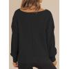 imageDokotoo Womens Spring Outfits V Neck Waffle Knit Tops Cropped Sweaters Long Sleeve Pullover Crop TopBlack