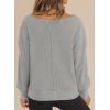 imageDokotoo Womens Spring Outfits V Neck Waffle Knit Tops Cropped Sweaters Long Sleeve Pullover Crop TopGray