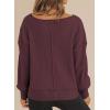 imageDokotoo Womens Spring Outfits V Neck Waffle Knit Tops Cropped Sweaters Long Sleeve Pullover Crop TopRed