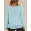 imageDokotoo Womens Spring Outfits V Neck Waffle Knit Tops Cropped Sweaters Long Sleeve Pullover Crop TopSky Blue