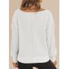 imageDokotoo Womens Spring Outfits V Neck Waffle Knit Tops Cropped Sweaters Long Sleeve Pullover Crop TopWhite