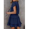 imageDokotoo Womens Spring Summer 2025 Short Sleeve Split V Neck Ruffle Chiffon Elegant Mini Short Skirt DressesZ Blue