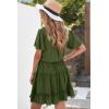 imageDokotoo Womens Spring Summer 2025 Short Sleeve Split V Neck Ruffle Chiffon Elegant Mini Short Skirt DressesZ Green