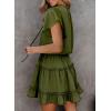 imageDokotoo Womens Spring Summer 2025 Short Sleeve Split V Neck Ruffle Chiffon Elegant Mini Short Skirt DressesZ Green