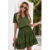 imageDokotoo Womens Spring Summer 2025 Short Sleeve Split V Neck Ruffle Chiffon Elegant Mini Short Skirt DressesZ Green
