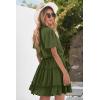 imageDokotoo Womens Spring Summer 2025 Short Sleeve Split V Neck Ruffle Chiffon Elegant Mini Short Skirt DressesZ Green