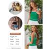 imageDokotoo Womens Square Neck Knit Crop Tank Tops 2025 Slim Fit Y2K Color Block Sleeveless Cami ShirtsGreen