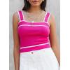 imageDokotoo Womens Square Neck Knit Crop Tank Tops 2025 Slim Fit Y2K Color Block Sleeveless Cami ShirtsHot Pink