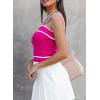 imageDokotoo Womens Square Neck Knit Crop Tank Tops 2025 Slim Fit Y2K Color Block Sleeveless Cami ShirtsHot Pink