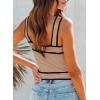 imageDokotoo Womens Square Neck Knit Crop Tank Tops 2025 Slim Fit Y2K Color Block Sleeveless Cami ShirtsKhaki 2