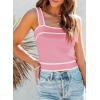 imageDokotoo Womens Square Neck Knit Crop Tank Tops 2025 Slim Fit Y2K Color Block Sleeveless Cami ShirtsPink