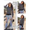 imageDokotoo Womens Striped Sweaters Puff Long Sleeve Crewneck Ribbed Knit Pullover Jumper TopsBlack