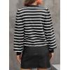 imageDokotoo Womens Striped Sweaters Puff Long Sleeve Crewneck Ribbed Knit Pullover Jumper TopsBlack