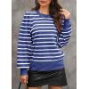 imageDokotoo Womens Striped Sweaters Puff Long Sleeve Crewneck Ribbed Knit Pullover Jumper TopsBlue