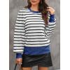 imageDokotoo Womens Striped Sweaters Puff Long Sleeve Crewneck Ribbed Knit Pullover Jumper TopsBlue Stripe