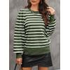 imageDokotoo Womens Striped Sweaters Puff Long Sleeve Crewneck Ribbed Knit Pullover Jumper TopsGreen