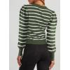 imageDokotoo Womens Striped Sweaters Puff Long Sleeve Crewneck Ribbed Knit Pullover Jumper TopsGreen