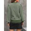 imageDokotoo Womens Striped Sweaters Puff Long Sleeve Crewneck Ribbed Knit Pullover Jumper TopsGreen