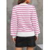 imageDokotoo Womens Striped Sweaters Puff Long Sleeve Crewneck Ribbed Knit Pullover Jumper TopsPink Stripe