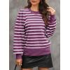 imageDokotoo Womens Striped Sweaters Puff Long Sleeve Crewneck Ribbed Knit Pullover Jumper TopsPurple