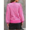 imageDokotoo Womens Striped Sweaters Puff Long Sleeve Crewneck Ribbed Knit Pullover Jumper TopsRed