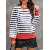 imageDokotoo Womens Striped Sweaters Puff Long Sleeve Crewneck Ribbed Knit Pullover Jumper TopsRed Stripe