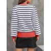 imageDokotoo Womens Striped Sweaters Puff Long Sleeve Crewneck Ribbed Knit Pullover Jumper TopsRed Stripe