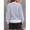 imageDokotoo Womens Striped Sweaters Puff Long Sleeve Crewneck Ribbed Knit Pullover Jumper TopsWhite