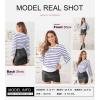 imageDokotoo Womens Striped Sweaters Puff Long Sleeve Crewneck Ribbed Knit Pullover Jumper TopsWhite