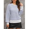 imageDokotoo Womens Striped Sweaters Puff Long Sleeve Crewneck Ribbed Knit Pullover Jumper TopsWhite
