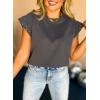 imageDokotoo Womens Studded Short Sleeve Tops Summer Casual Knit Solid Crew Neck Shirts BlousesDark Grey