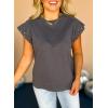 imageDokotoo Womens Studded Short Sleeve Tops Summer Casual Knit Solid Crew Neck Shirts BlousesDark Grey