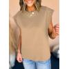 imageDokotoo Womens Studded Short Sleeve Tops Summer Casual Knit Solid Crew Neck Shirts BlousesLight French Beige