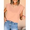 imageDokotoo Womens Studded Short Sleeve Tops Summer Casual Knit Solid Crew Neck Shirts BlousesPink